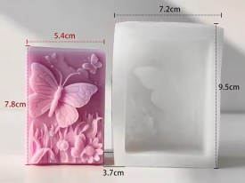 Molde silicona jabon rectangular mariposa y flores